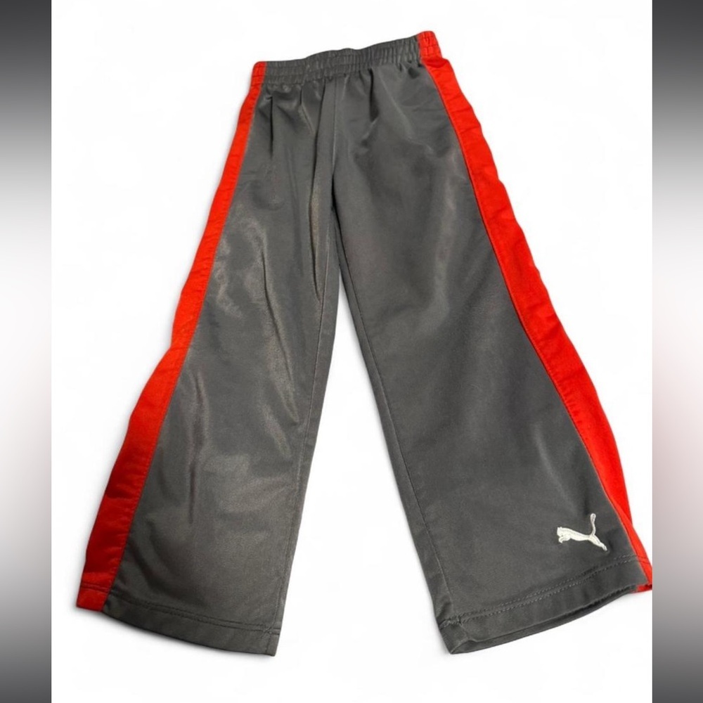 Puma Kids Charcoal and Scarlet Joggers